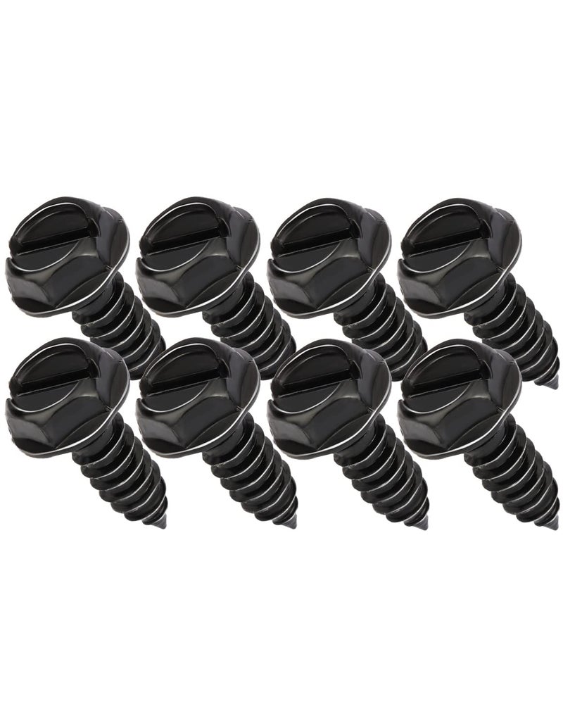 AUJEN License Plate Screws, Rustproof Stainless Steel License Plate Screw Kit, Suitable for Screw Holes Size of 3/4" x 1/4" License Plate Bolts, Black License Plate Screws for Most Vehicles (8 Pcs) - Image 1